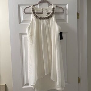 Enfocus Studio Ivory Dress with Embellished Neckline